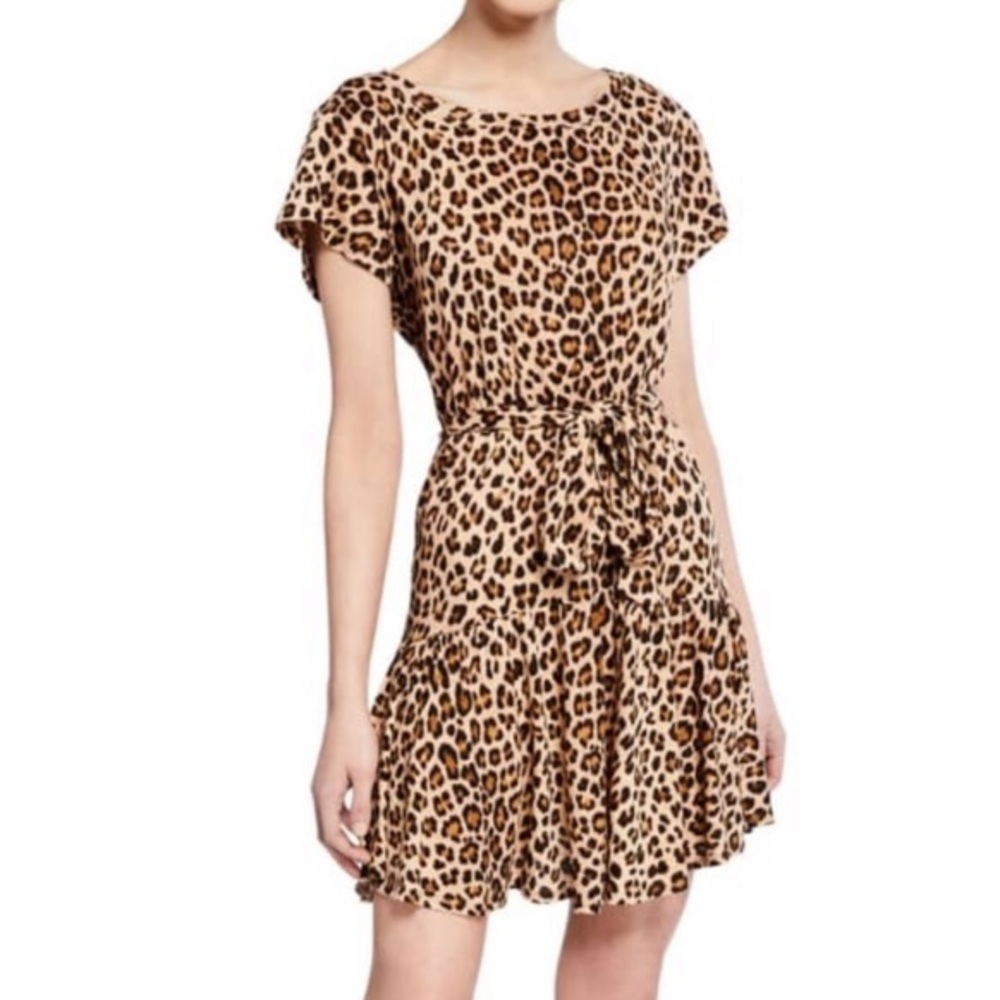 NWT Rebecca Taylor dress in leopard print linen jersey size D
